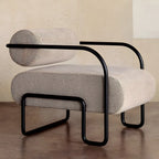 Fauteuil d'appoint industriel en cuir/velours avec structure en métal