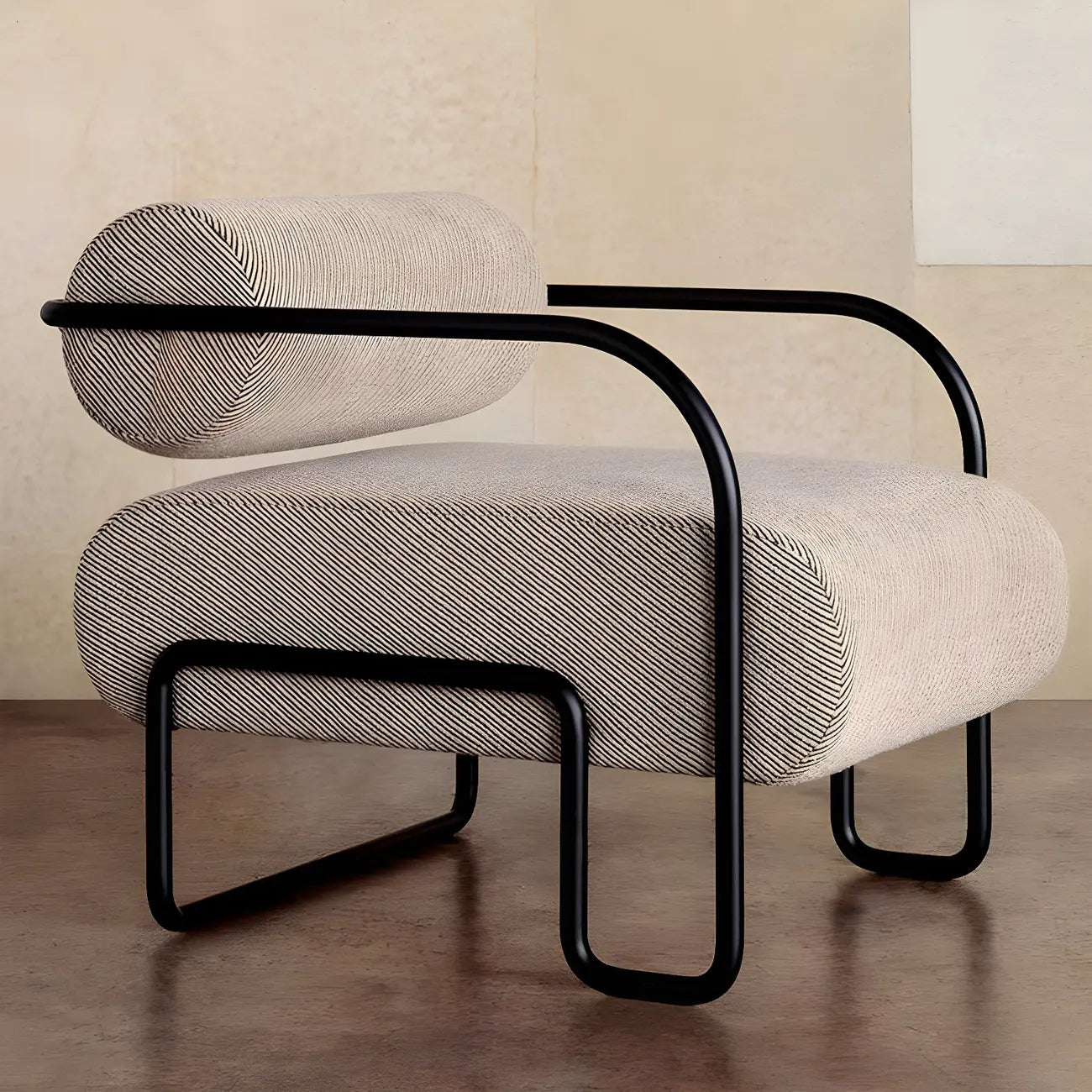 Fauteuil d'appoint industriel en cuir/velours avec structure en métal