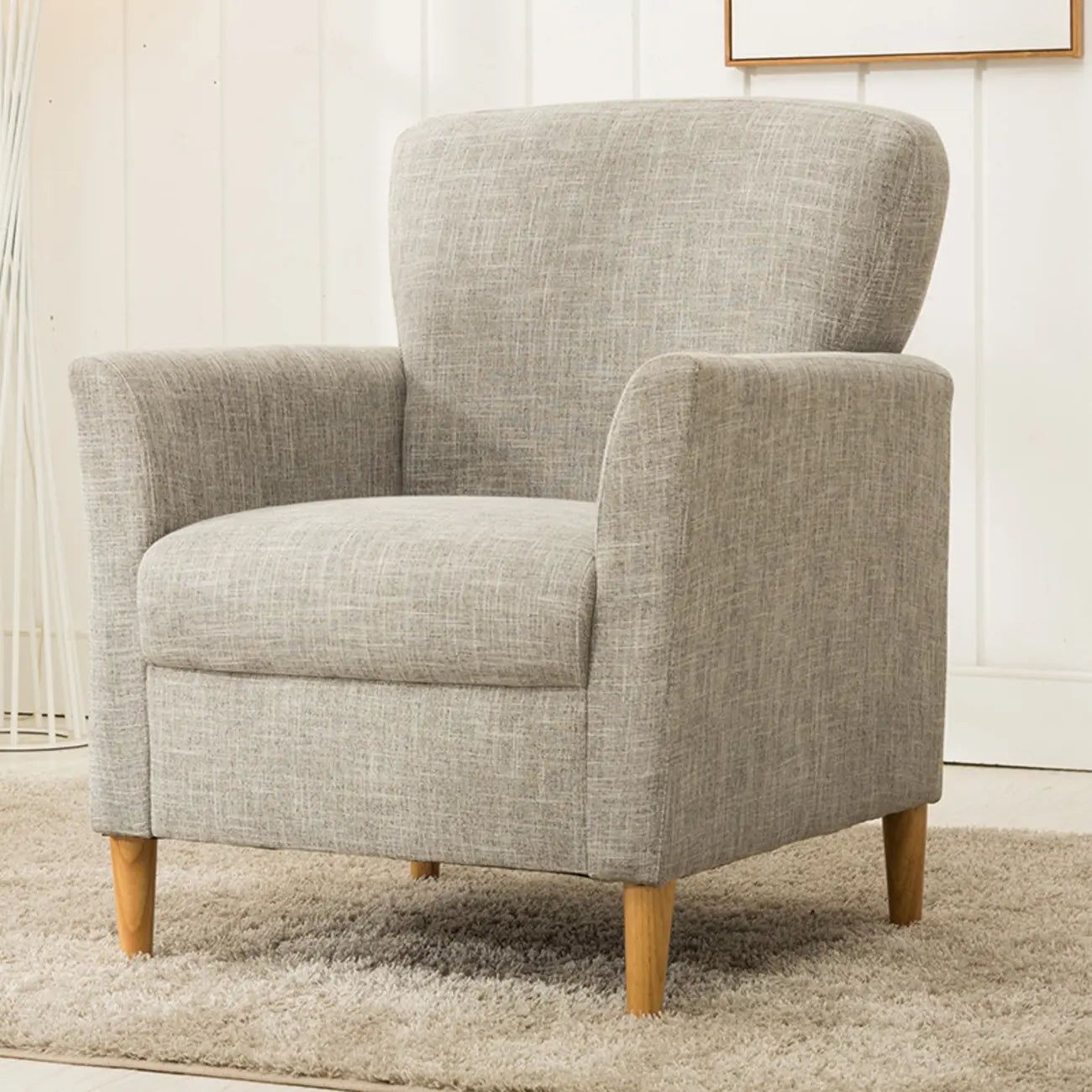 Fauteuil moderne en lin marron pour salon