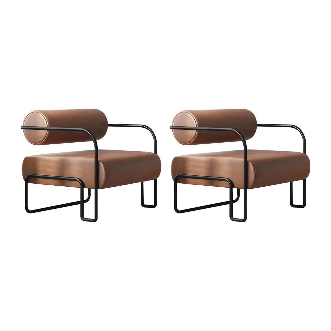 Fauteuil d'appoint industriel en cuir/velours avec structure en métal