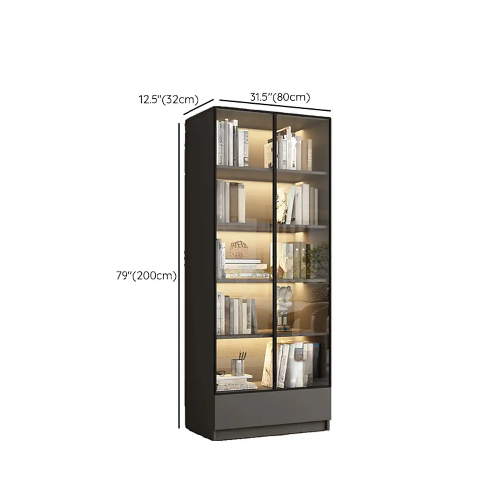 Vitrine standard de rangement avec porte vitrée et bois noir