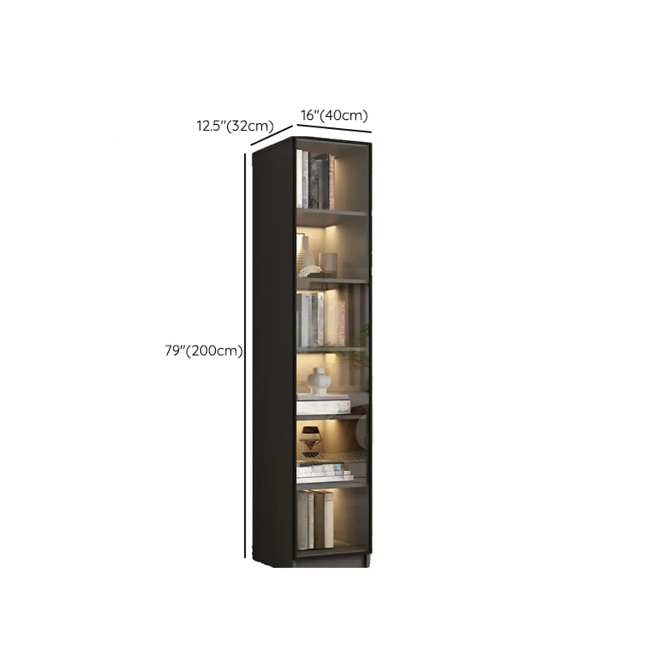 Vitrine standard de rangement avec porte vitrée et bois noir