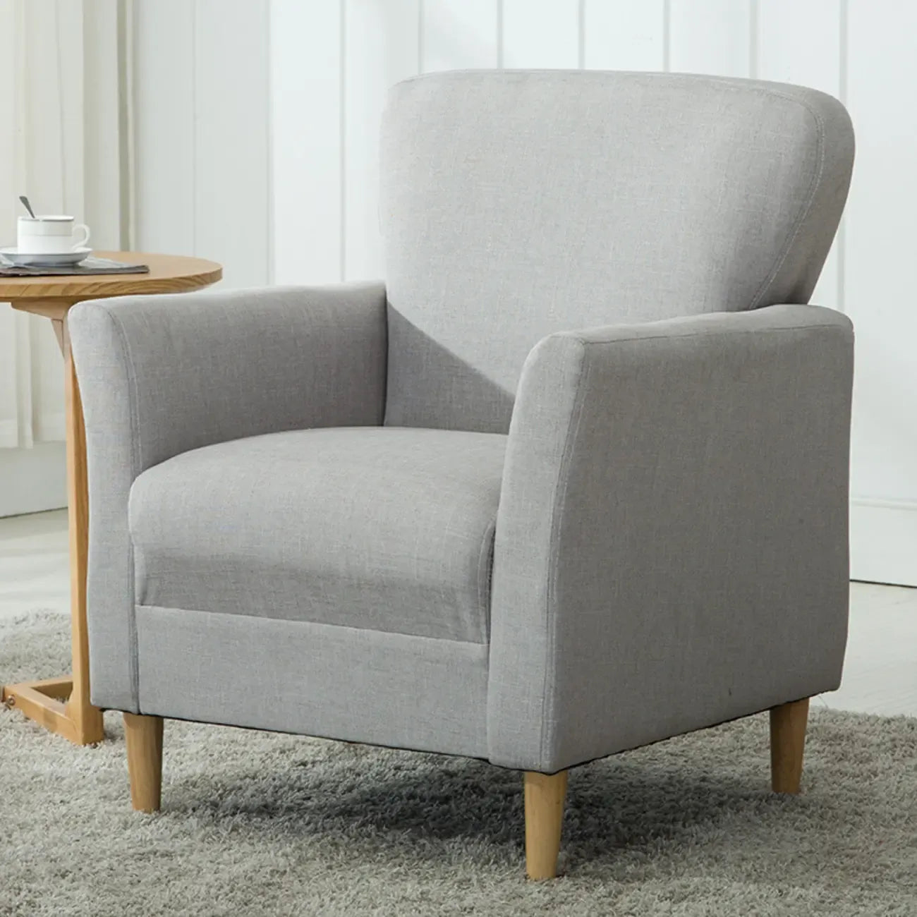 Fauteuil moderne en lin marron pour salon