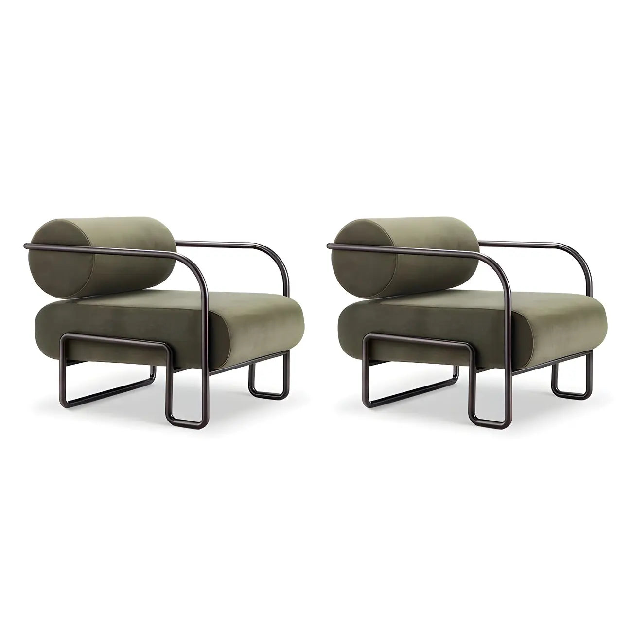 Fauteuil d'appoint industriel en cuir/velours avec structure en métal