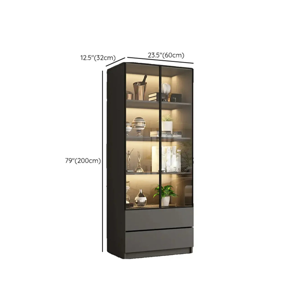 Vitrine standard de rangement avec porte vitrée et bois noir