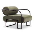 Fauteuil d'appoint industriel en cuir/velours avec structure en métal