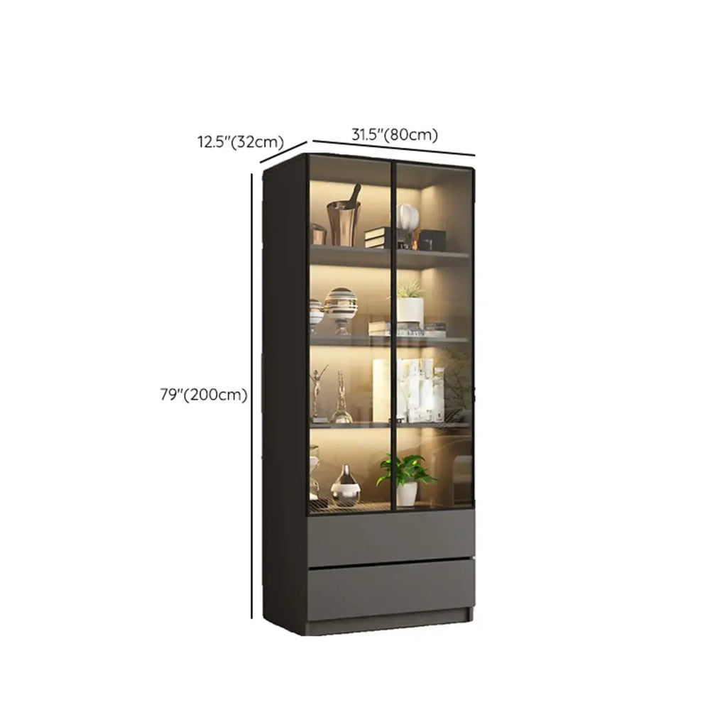 Vitrine standard de rangement avec porte vitrée et bois noir