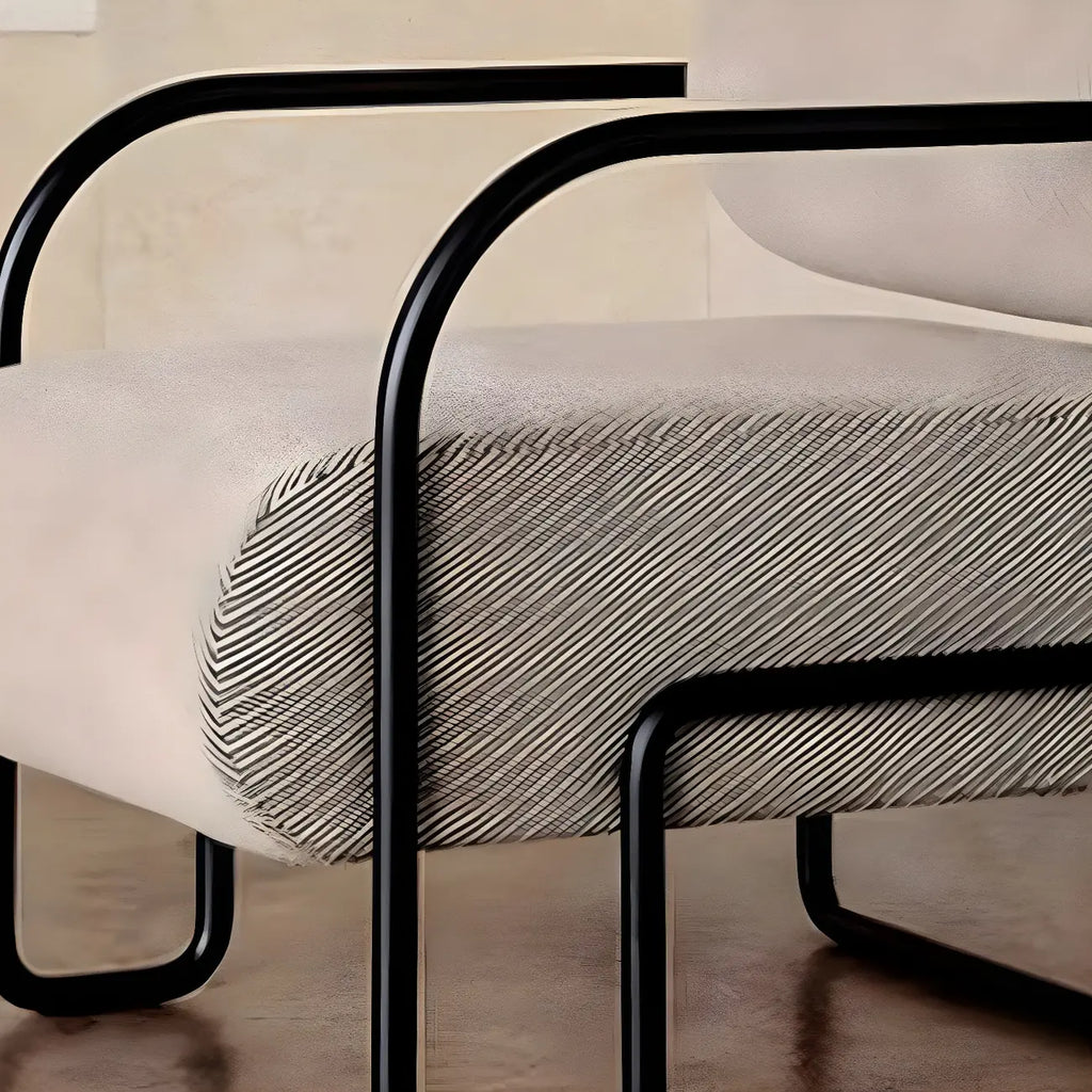 Fauteuil d'appoint industriel en cuir/velours avec structure en métal