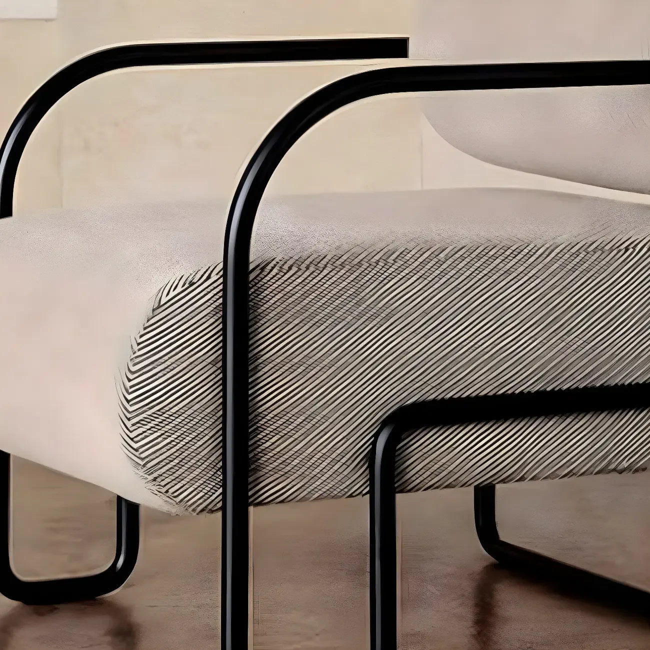 Fauteuil d'appoint industriel en cuir/velours avec structure en métal