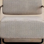 Fauteuil d'appoint industriel en cuir/velours avec structure en métal