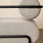 Fauteuil d'appoint industriel en cuir/velours avec structure en métal