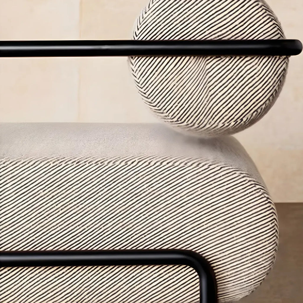 Fauteuil d'appoint industriel en cuir/velours avec structure en métal