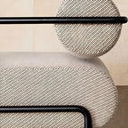 Fauteuil d'appoint industriel en cuir/velours avec structure en métal