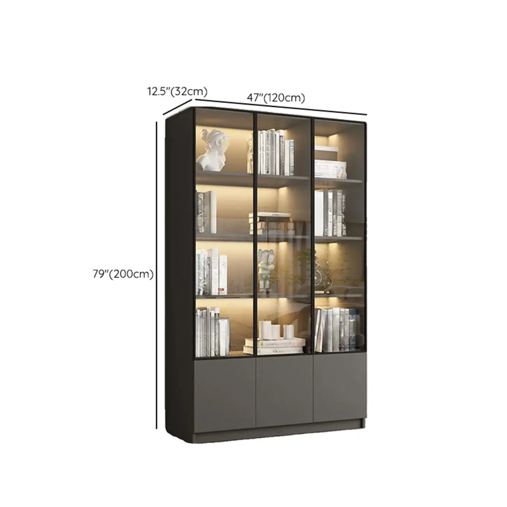 Vitrine standard de rangement avec porte vitrée et bois noir