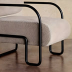 Fauteuil d'appoint industriel en cuir/velours avec structure en métal