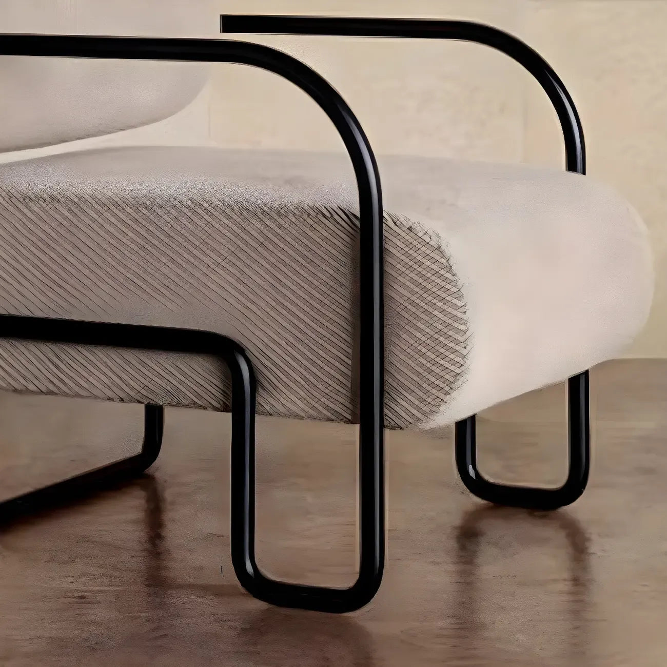 Fauteuil d'appoint industriel en cuir/velours avec structure en métal