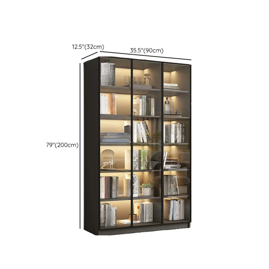 Vitrine standard de rangement avec porte vitrée et bois noir