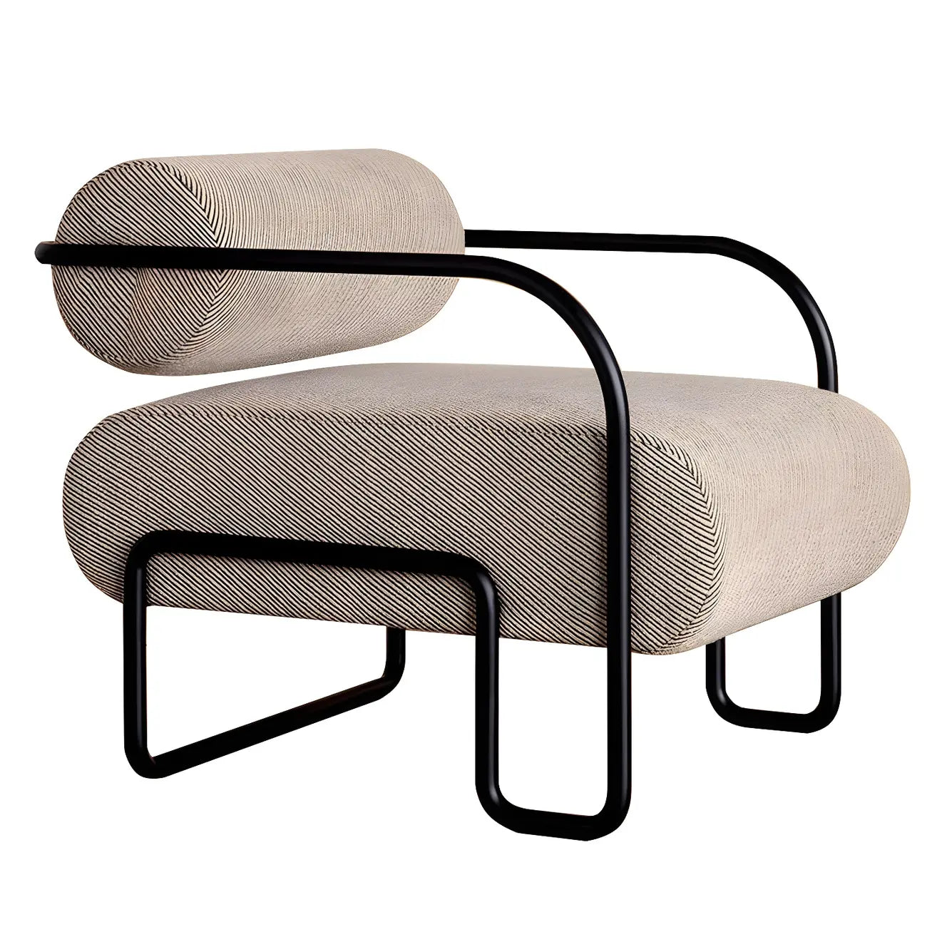 Fauteuil d'appoint industriel en cuir/velours avec structure en métal