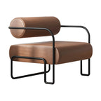 Fauteuil d'appoint industriel en cuir/velours avec structure en métal