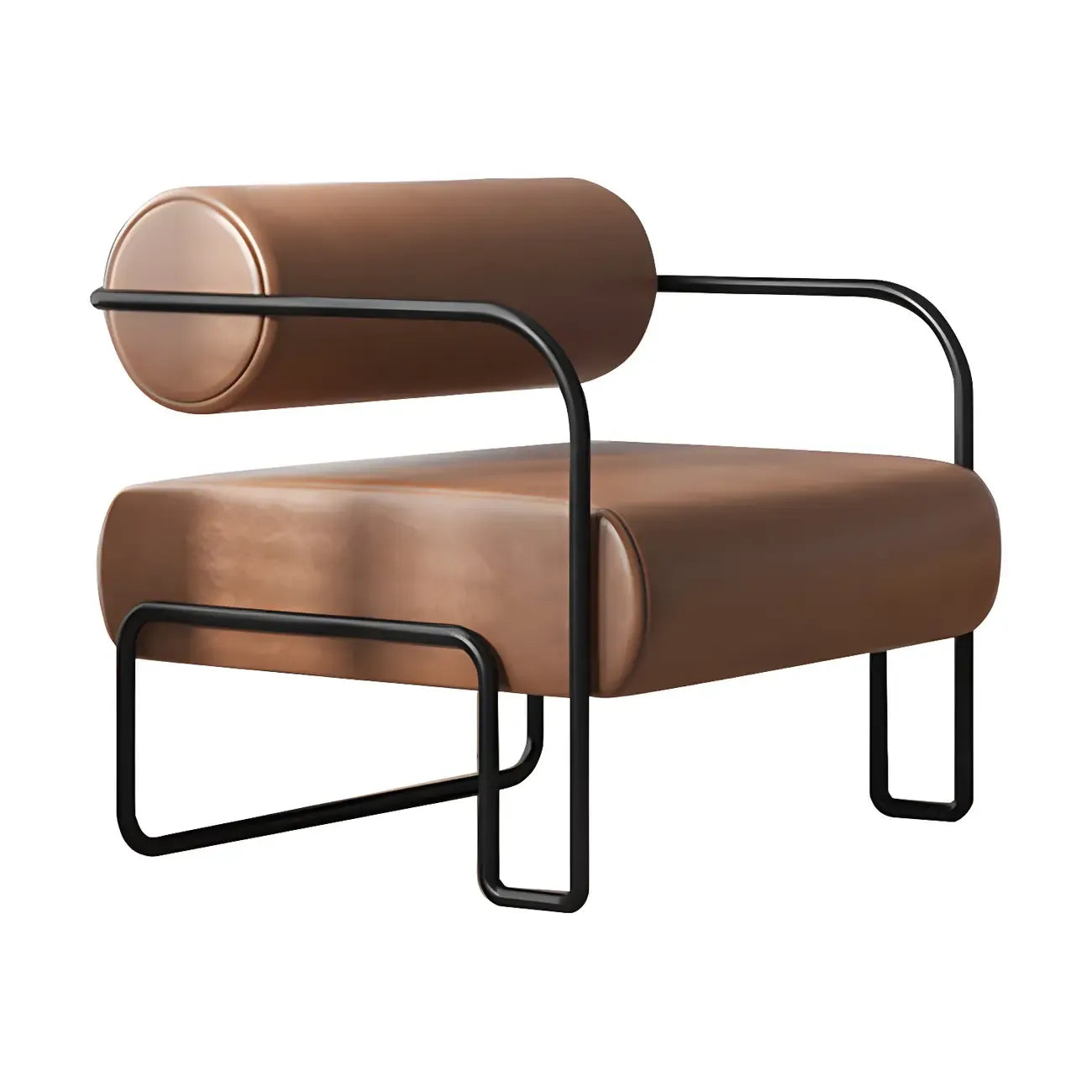 Fauteuil d'appoint industriel en cuir/velours avec structure en métal
