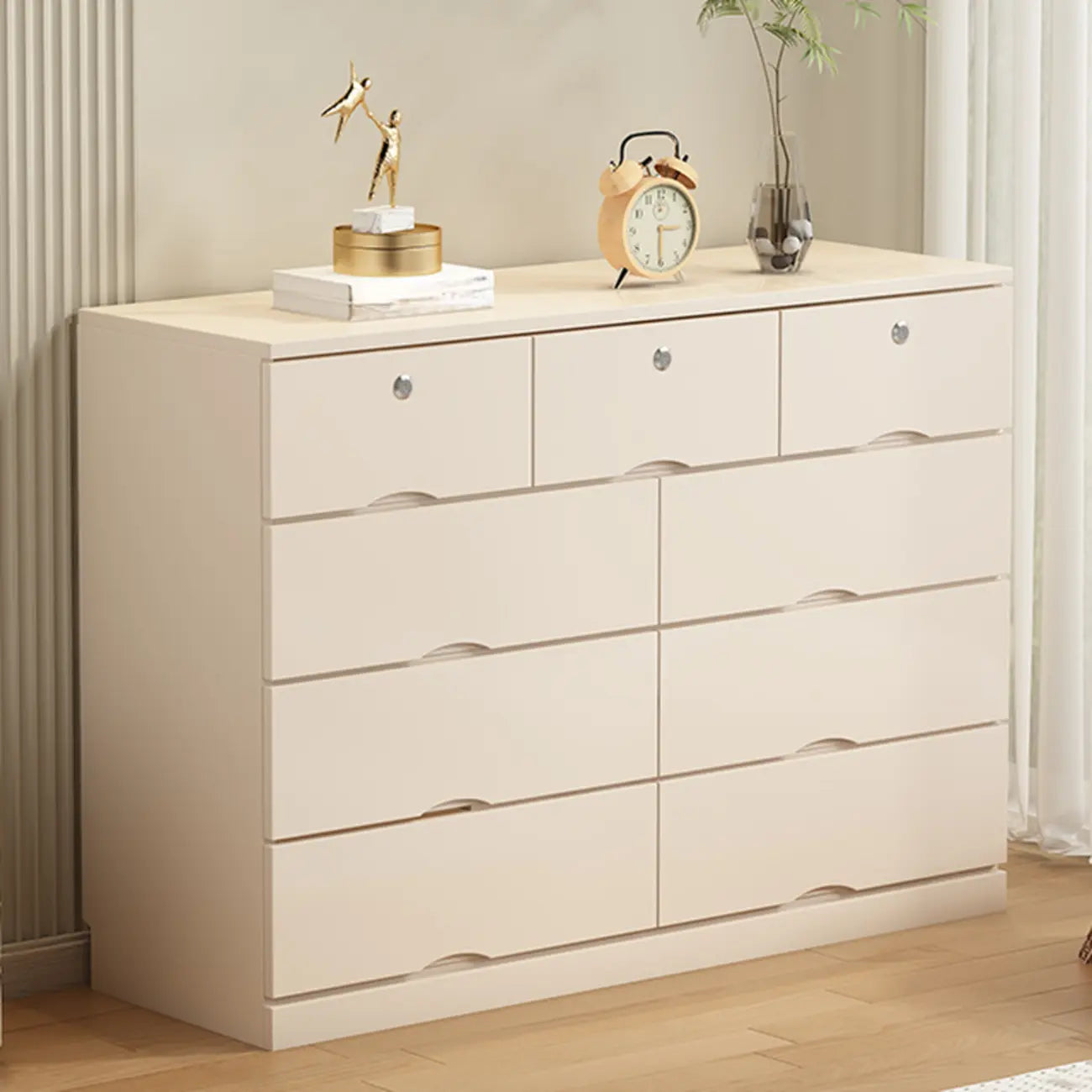 Commode industrielle en bois massif à 5 tiroirs pour chambre à coucher