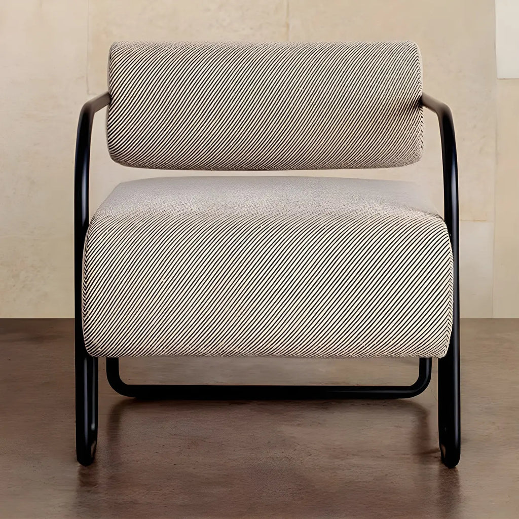 Fauteuil d'appoint industriel en cuir/velours avec structure en métal