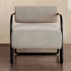Fauteuil d'appoint industriel en cuir/velours avec structure en métal