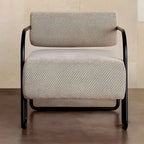 Fauteuil d'appoint industriel en cuir/velours avec structure en métal