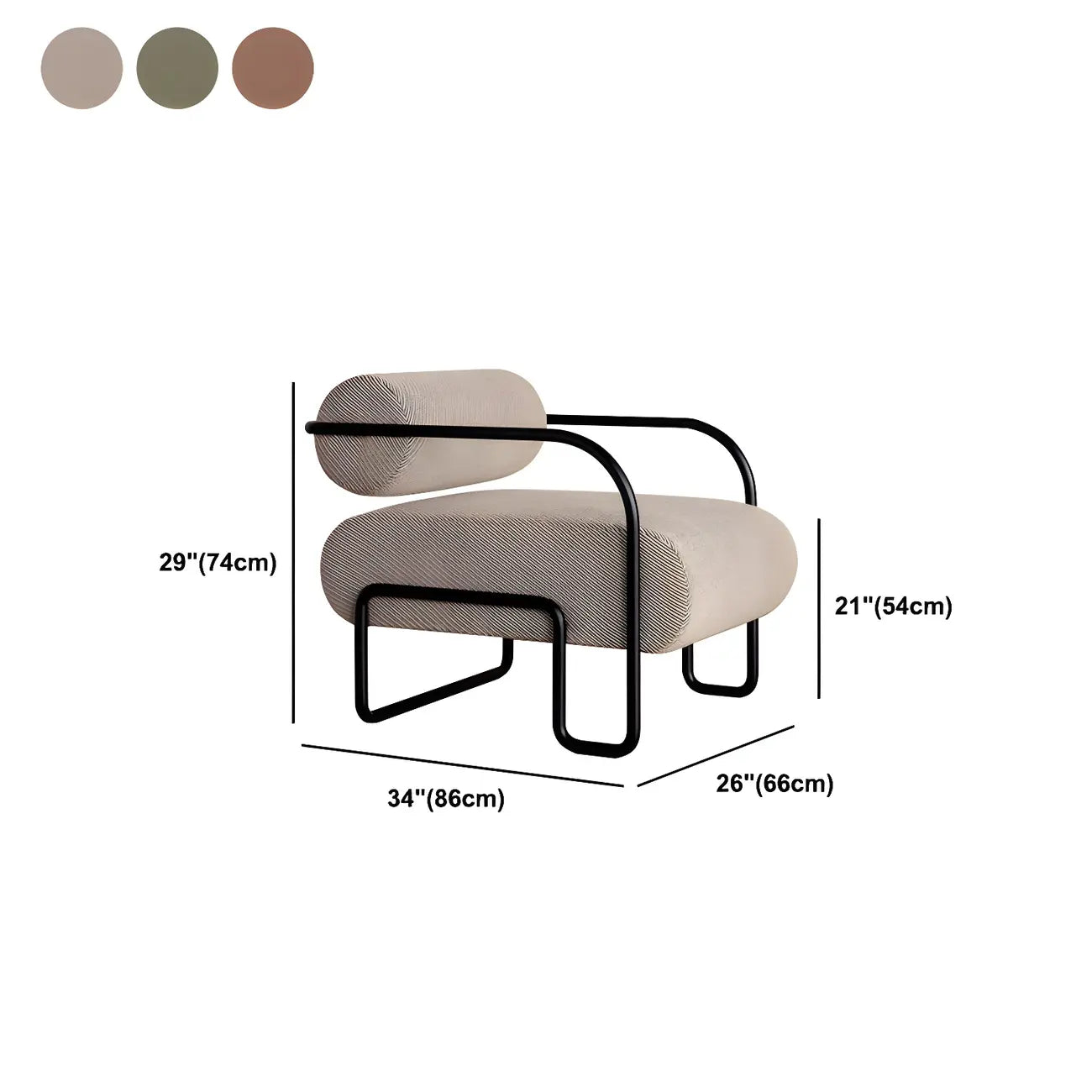 Fauteuil d'appoint industriel en cuir/velours avec structure en métal