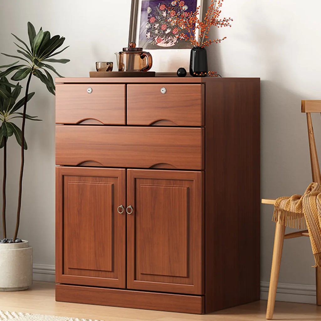 Commode industrielle en bois massif à 5 tiroirs pour chambre à coucher