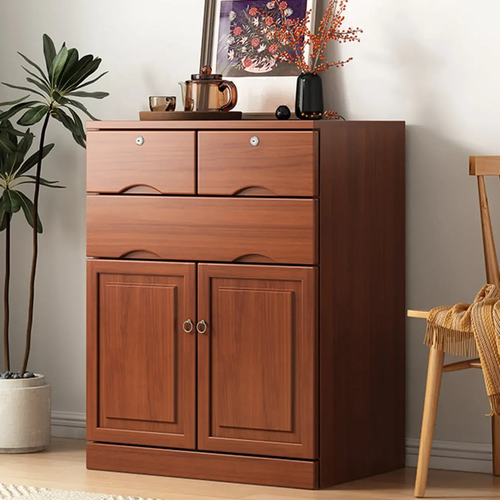 Commode industrielle en bois massif à 5 tiroirs pour chambre à coucher