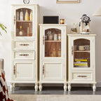 Meuble de rangement d'appoint européen en bois avec porte et tiroir en verre