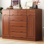 Commode industrielle en bois massif à 5 tiroirs pour chambre à coucher