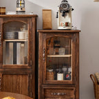 Meuble de rangement d'appoint européen en bois avec porte et tiroir en verre