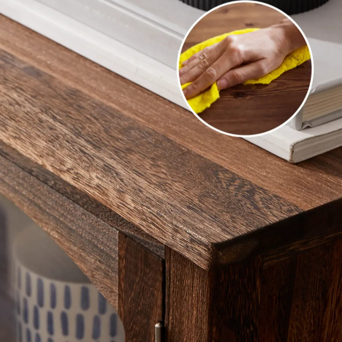 Meuble de rangement d'appoint européen en bois avec porte et tiroir en verre