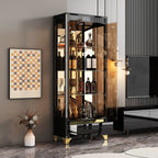 Élégante vitrine en verre noir transparent avec tiroirs