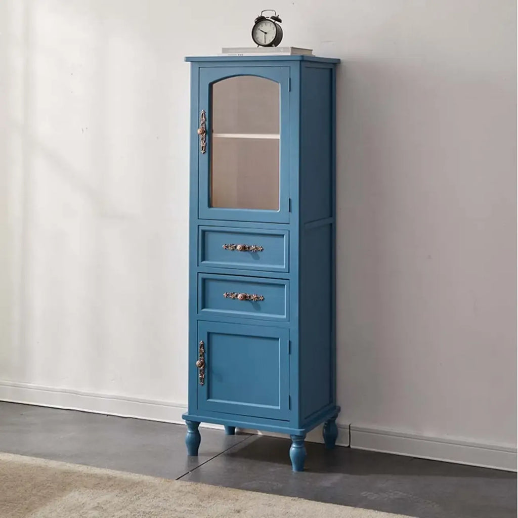 Meuble de rangement d'appoint européen en bois avec porte et tiroir en verre