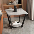 Table d'appoint moderne carrée en marbre gris avec rangement
