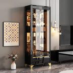 Élégante vitrine en verre noir transparent avec tiroirs