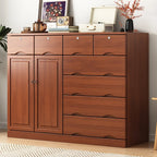 Commode industrielle en bois massif à 5 tiroirs pour chambre à coucher