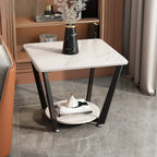 Table d'appoint moderne carrée en marbre gris avec rangement