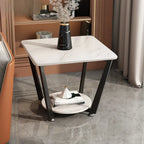 Table d'appoint moderne carrée en marbre gris avec rangement