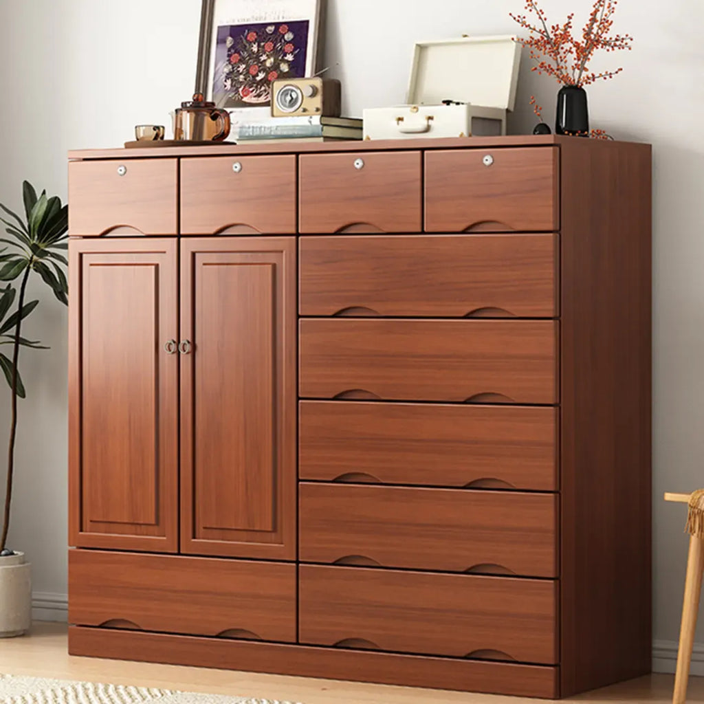 Commode industrielle en bois massif à 5 tiroirs pour chambre à coucher