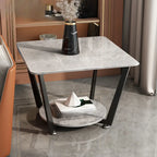 Table d'appoint moderne carrée en marbre gris avec rangement