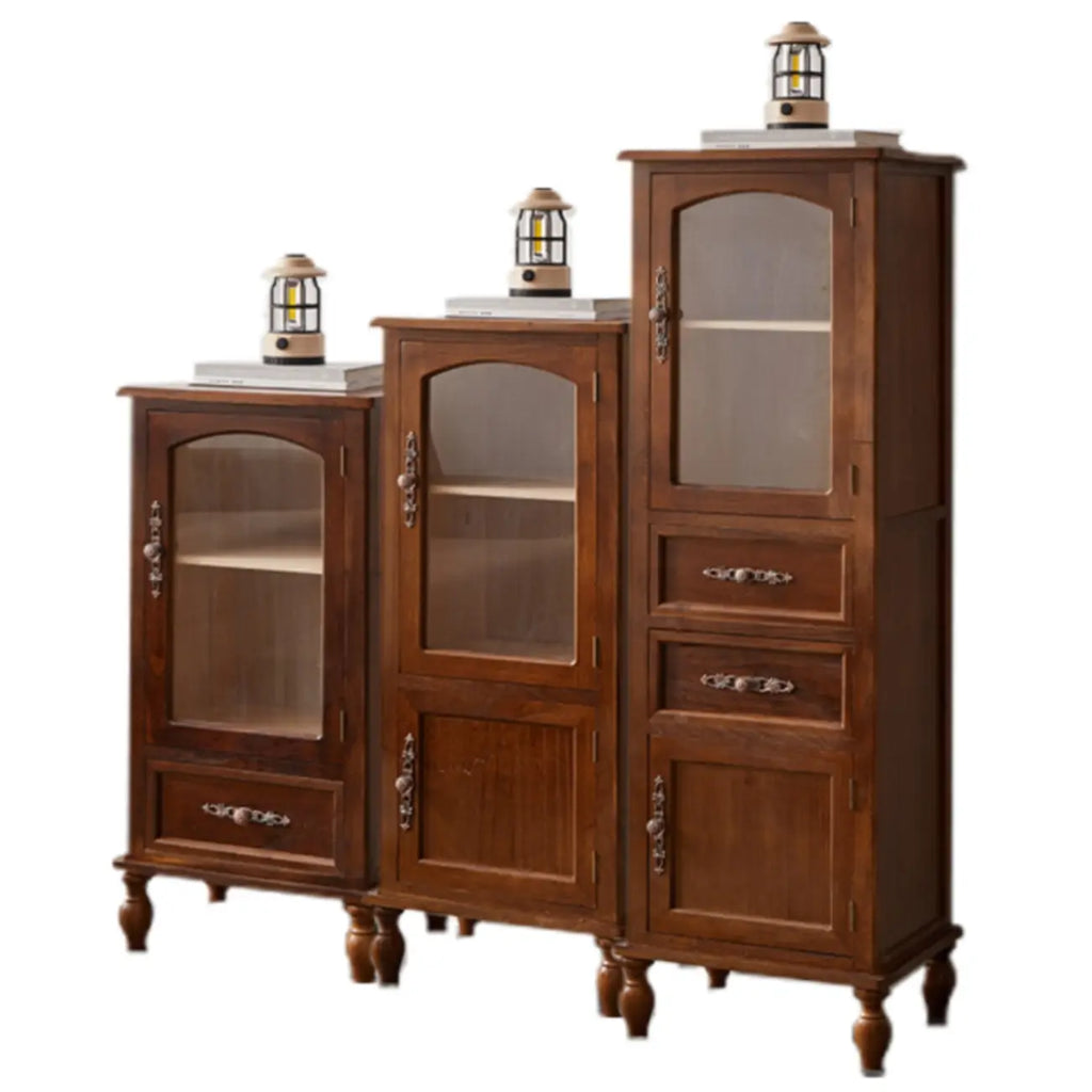 Meuble de rangement d'appoint européen en bois avec porte et tiroir en verre