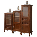 Meuble de rangement d'appoint européen en bois avec porte et tiroir en verre