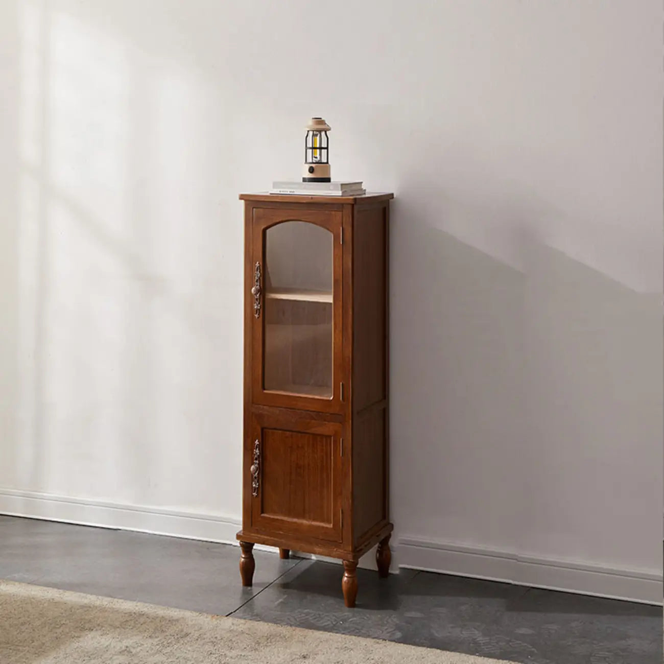 Meuble de rangement d'appoint européen en bois avec porte et tiroir en verre