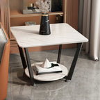 Table d'appoint moderne carrée en marbre gris avec rangement