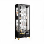Élégante vitrine en verre noir transparent avec tiroirs