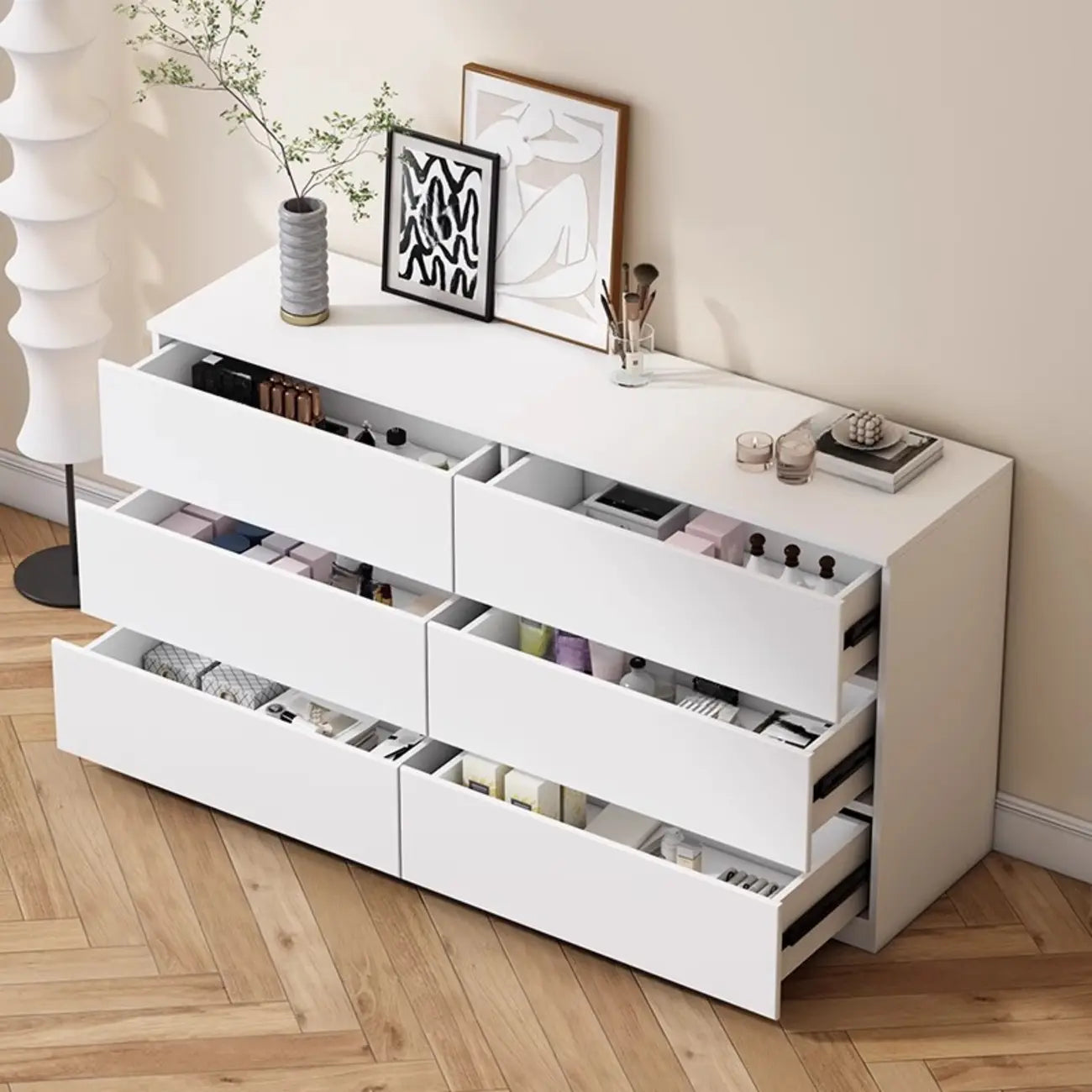 Commode double minimaliste en bois pour chambre à coucher